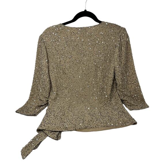 Chadwicks Sequin Beaded Wrap Top Womens SZ 4 Holiday Glam Party Evening Blouse - Picture 2 of 12